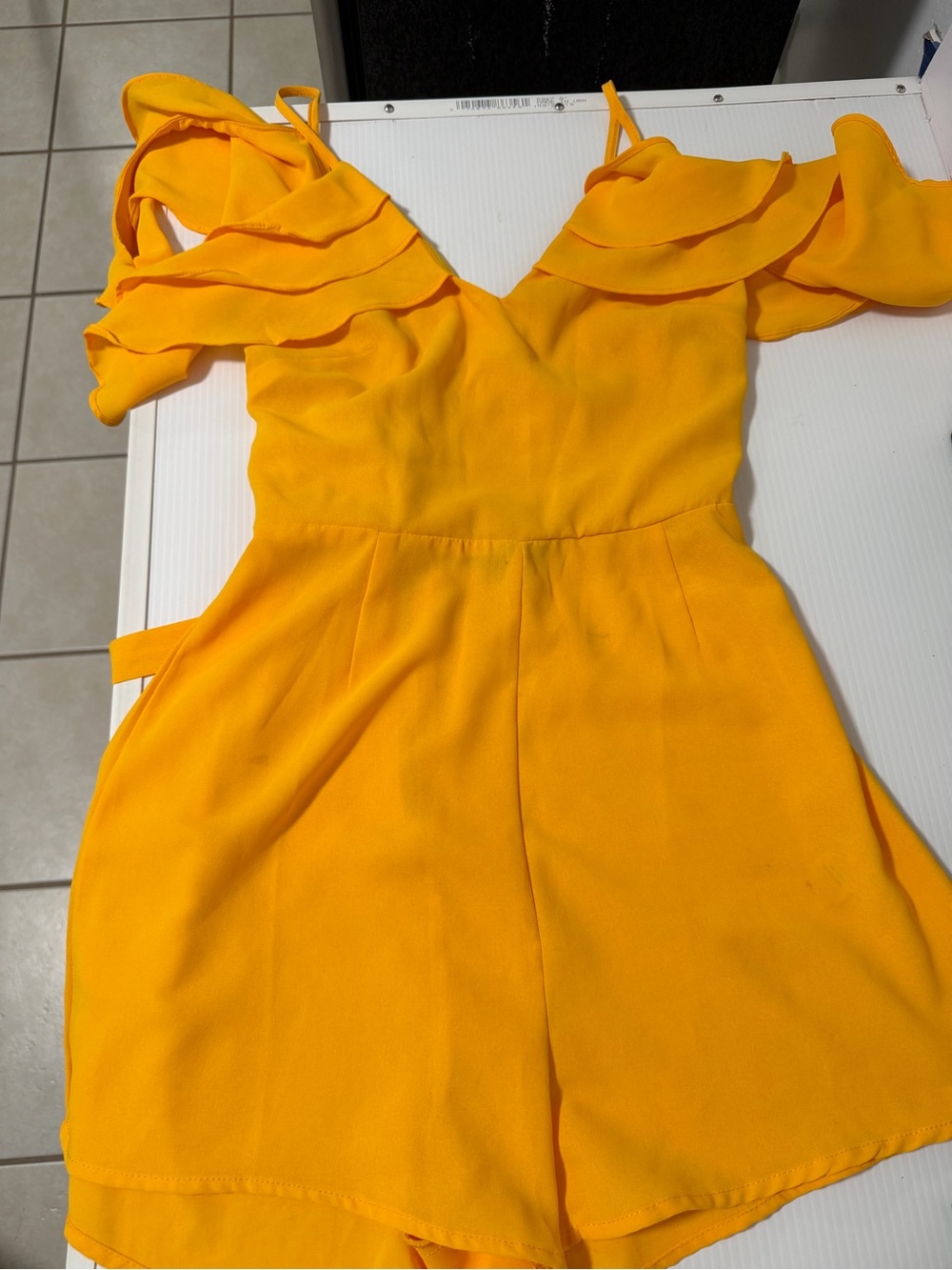 One-Shoulder Yellow Ruffle Summer Dress